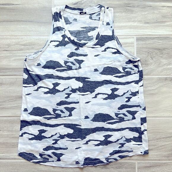 Monrow Tops - Monrow Denim Blue Camo Tank Top Size Small